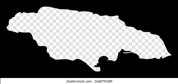 Stencil map of Jamaica. Simple and minimal transparent map of Jamaica. Black rectangle with cut shape of the country. Superb vector illustration.