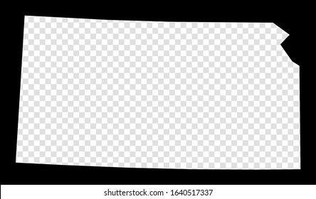 Stencil map of Kansas. Simple and minimal transparent map of Kansas. Black rectangle with cut shape of the us state. Radiant vector illustration.