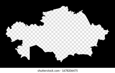 Mapa de galería de símbolos de Kazajistán. Mapa simple y mínimo transparente de Kazajistán. Rectángulo negro con forma de corte del país. Increíble ilustración vectorial.
