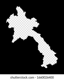 Stencil map of Laos. Simple and minimal transparent map of Laos. Black rectangle with cut shape of the country. Awesome vector illustration.