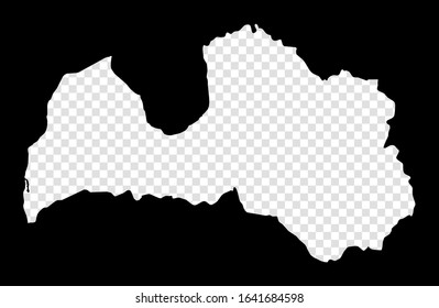 Stencil map of Latvia. Simple and minimal transparent map of Latvia. Black rectangle with cut shape of the country. Modern vector illustration.