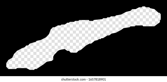 Stencil map of Little Cayman. Simple and minimal transparent map of Little Cayman. Black rectangle with cut shape of the island. Artistic vector illustration.
