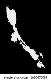 Stencil map of Losinj. Simple and minimal transparent map of Losinj. Black rectangle with cut shape of the island. Awesome vector illustration.