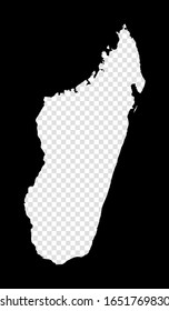 Stencil map of Madagascar. Simple and minimal transparent map of Madagascar. Black rectangle with cut shape of the country. Radiant vector illustration.
