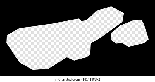 Stencil map of Madre de Dios Island. Simple and minimal transparent map of Madre de Dios Island. Black rectangle with cut shape of the area. Charming vector illustration.