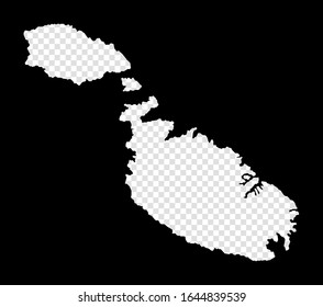 Stencil map of Malta. Simple and minimal transparent map of Malta. Black rectangle with cut shape of the island. Elegant vector illustration.