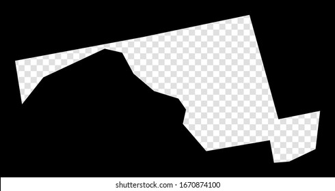 Mapa de galería de símbolos de Maryland. Mapa transparente simple y mínimo de Maryland. Rectángulo negro con forma de corte del estado us. Ilustración vector vibrante.