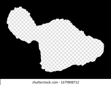 Stencil map of Maui. Simple and minimal transparent map of Maui. Black rectangle with cut shape of the island. Neat vector illustration.
