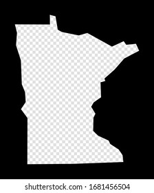 Stencil map of Minnesota. Simple and minimal transparent map of Minnesota. Black rectangle with cut shape of the US state. Artistic vector illustration.