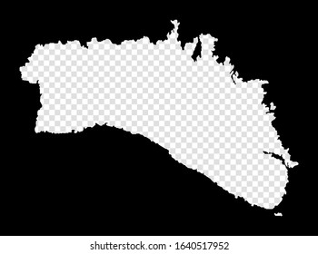 Stencil map of Minorca. Simple and minimal transparent map of Minorca. Black rectangle with cut shape of the island. Superb vector illustration.