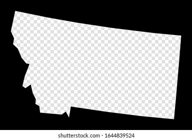 Stencil map of Montana. Simple and minimal transparent map of Montana. Black rectangle with cut shape of the us state. Authentic vector illustration.