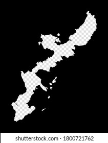 Stencil map of Okinawa Island. Simple and minimal transparent map of Okinawa Island. Black rectangle with cut shape of the area. Beautiful vector illustration.