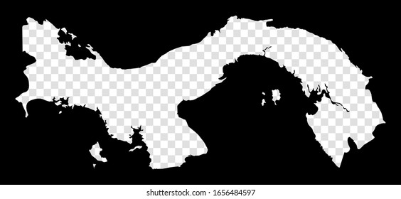 Stencil map of Panama. Simple and minimal transparent map of Panama. Black rectangle with cut shape of the country. Radiant vector illustration.