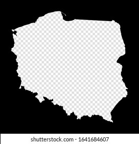 Stencil map of Poland. Simple and minimal transparent map of Poland. Black rectangle with cut shape of the country. Vibrant vector illustration.