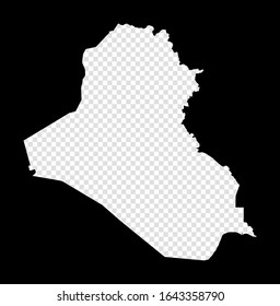 Stencil map of the Republic of Iraq. Simple and minimal transparent map of the Republic of Iraq. Black rectangle with cut shape of the country. Neat vector illustration.