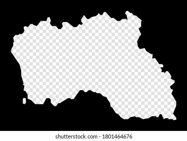 Stencil map of Santa Maria Island. Simple and minimal transparent map of Santa Maria Island. Black rectangle with cut shape of the area. Powerful vector illustration.