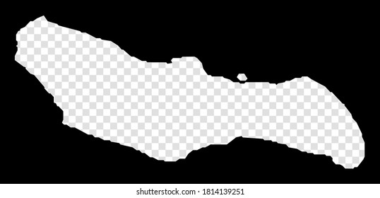 Mapa de plantilla de la isla de Saona. Mapa transparente simple y mínimo de la isla de Saona. Rectángulo negro con forma de corte del área. Magnífica ilustración vectorial.