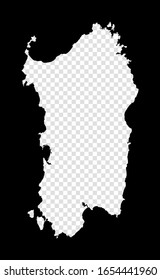 Stencil map of Sardinia. Simple and minimal transparent map of Sardinia. Black rectangle with cut shape of the island. Trendy vector illustration.