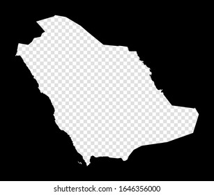 Mapa de galería de símbolos de Arabia Saudita. Mapa simple y mínimo transparente de Arabia Saudita. Rectángulo negro con forma de corte del país. Ilustración vectorial con clase.