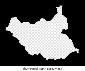 Stencil map of South Sudan. Simple and minimal transparent map of South Sudan. Black rectangle with cut shape of the country. Superb vector illustration.