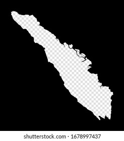 Stencil map of Sumatra. Simple and minimal transparent map of Sumatra. Black rectangle with cut shape of the island. Beautiful vector illustration.