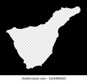 Stencil map of Tenerife. Simple and minimal transparent map of Tenerife. Black rectangle with cut shape of the island. Cool vector illustration.