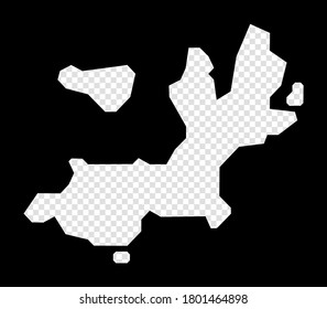 Stencil map of Terre-de-Haut Island. Simple and minimal transparent map of Terre-de-Haut Island. Black rectangle with cut shape of the area. Elegant vector illustration.