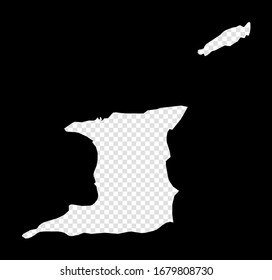 Stencil map of Trinidad and Tobago. Simple and minimal transparent map of Trinidad and Tobago. Black rectangle with cut shape of the country. Classy vector illustration.