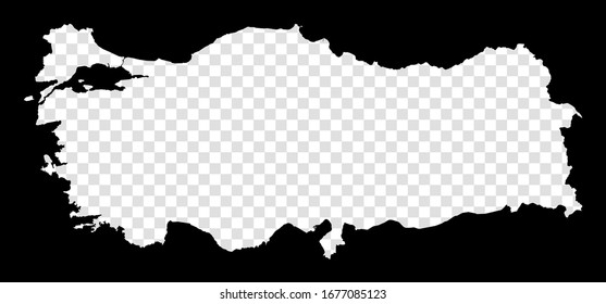 Stencil map of Turkey. Simple and minimal transparent map of Turkey. Black rectangle with cut shape of the country. Creative vector illustration.