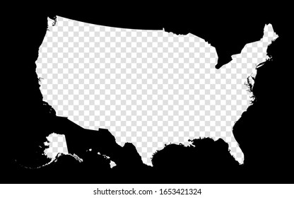 Stencil map of USA. Simple and minimal transparent map of USA. Black rectangle with cut shape of the country. Stylish vector illustration.