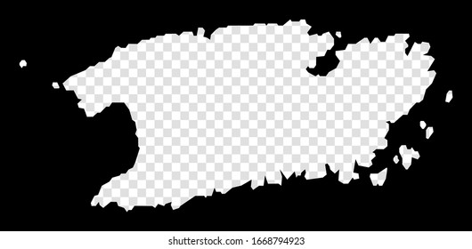 Stencil map of Vis. Simple and minimal transparent map of Vis. Black rectangle with cut shape of the island. Trendy vector illustration.