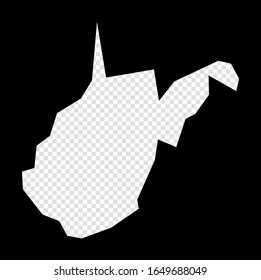 Stencil map of West Virginia. Simple and minimal transparent map of West Virginia. Black rectangle with cut shape of the US state. Awesome vector illustration.