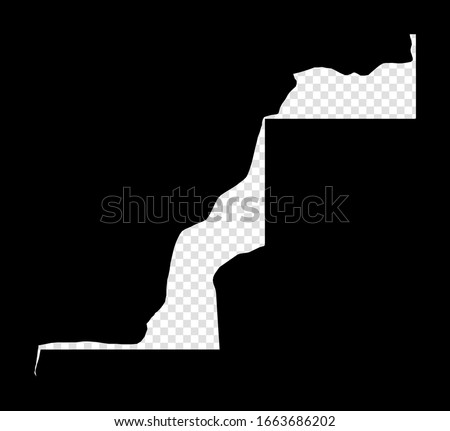 Stencil map of Western Sahara. Simple and minimal transparent map of Western Sahara. Black rectangle with cut shape of the country. Charming vector illustration.