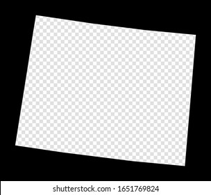 Stencil map of Wyoming. Simple and minimal transparent map of Wyoming. Black rectangle with cut shape of the US state. Beautiful vector illustration.