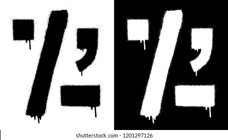 Stencil marks with paint drips. Black on white, white on black. Vector illustration EPS10 vector.