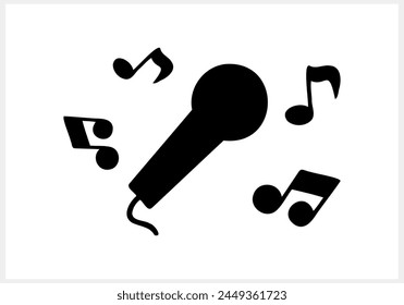 Stencil microphone, music note icon Doodle clipart Vector stock illustration EPS 10