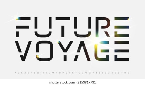 stencil minimalist futuristic scifi alphabet font. digital space typography vector illustration design	