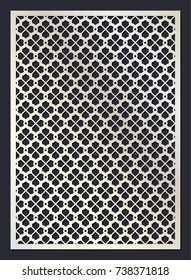 Stencil. Moroccan trellis. Die cut card. Laser cut vector panel. Cutout silhouette with geometric pattern. A picture suitable for printing, engraving, laser cutting paper, wood, metal. 