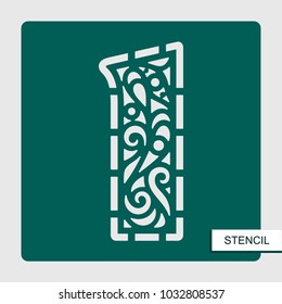 Stencil number one - 1. Template for laser cutting, wood carving, paper cut and printing. Vector illustration.