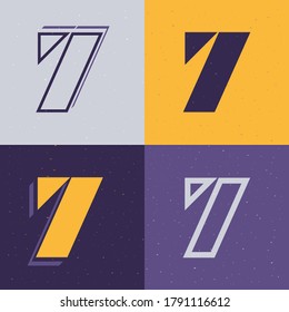 Stencil number seven logo set. Flat icons perfect to use in any military labels, sport logos, graffiti posters, construction identity, etc.