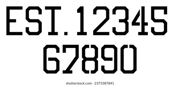 Stencil numbers from zero to nine - established year