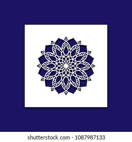 Stencil of openwork mandala. Template for laser cutting. Paper cut ornament.Vector oriental pattern in arabesque style.