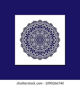 Stencil of openwork mandala. Template for laser cutting. Paper cut ornament.Vector oriental pattern in arabesque style.