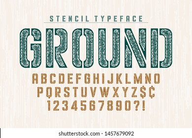 Stencil original condensed alphabet, creative characters set. Vector illustration