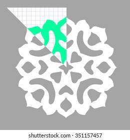 Stencil ornament for hand made snowflake. Vector illustration