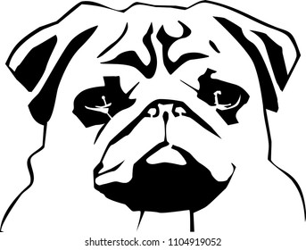 Stencil outline of a pug