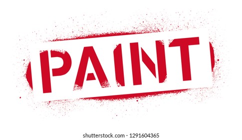 Stencil Paint inscription. Red graffiti print on white background. Vector design street art