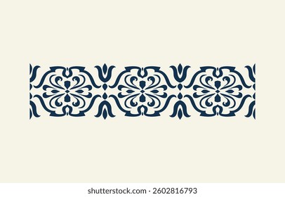 Stencil pattern, continuous border, frame, abstract flowers