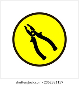 Stencil pliers icon Yellow button Tools clipart Vector stock illustration EPS 10