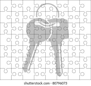 stencil of puzzle pieces and keys. stencil. vector illustration